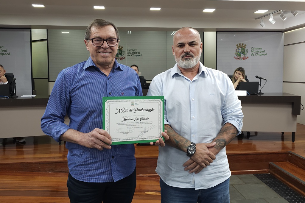 Mecânica São Cristóvão recebe parabenização da Câmara de Vereadores de&nbsp;Chapecó